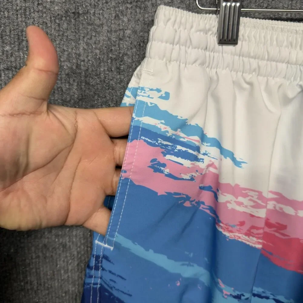 Chubbies Swim Shorts Mens 2XL White Blue Pink Brushstroke 5.5 Inseam Mesh Trunks